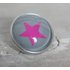 Druckknopf groÃŸ grauer Hintergrund pinker Stern