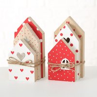 DekohÃ¤user aus Holz in  rot und weiÃŸ 2 Varianten kleines Haus weiÃŸ